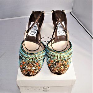 Emma Hope’s Beaded Embroidery Ankle Strap Back Shoes – New in Box